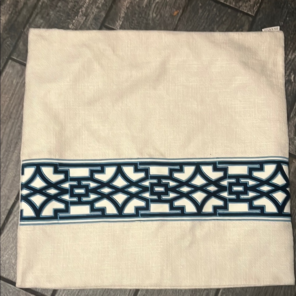 White with blue accent